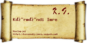 Körmöndi Imre névjegykártya